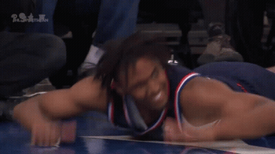 Basketball Player Lying On Floor With PST GIF