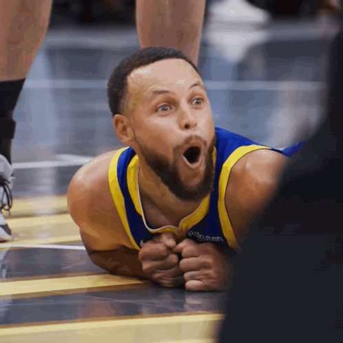 Basketball Player Lying On Floor With Wide Open Mouth GIF