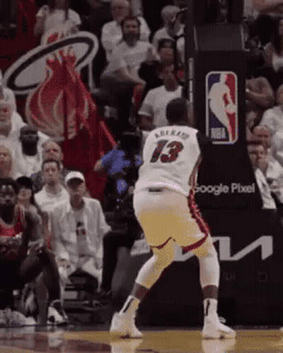 Basketball Player Number 13 White Jersey On Court GIF