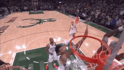 Basketball Player Number 17 Dunking GIF
