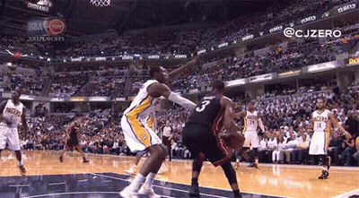 Basketball Player Number 3 Blocking Another Player GIF