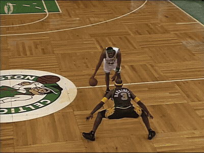 Basketball Player Number 3 Playing Against Opponent GIF