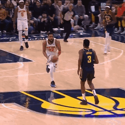 Basketball Player Number 3 Runs Towards Another Player GIF