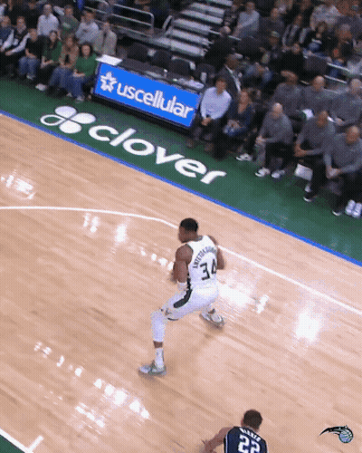 Basketball Player Number 34 Dribbling GIF