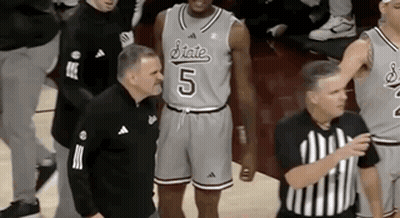 Basketball Player Number 5 Next To Referee GIF