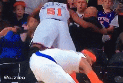 Basketball Player Number 51 Being Bumped GIF