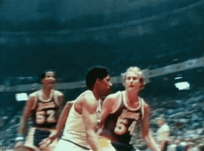 Basketball Player Number 52 Blocking Player 54 GIF