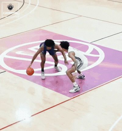 Basketball Player Number 6 Blocking Player Number 3 GIF