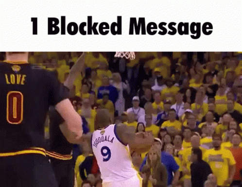 Basketball Player Number 9 Blocked By Number 0 GIF