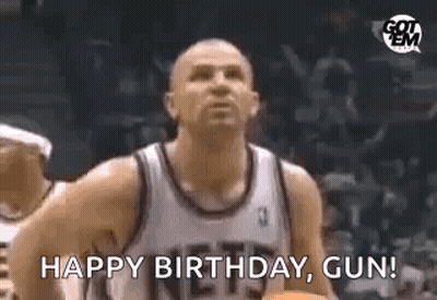 Basketball Player Saying Happy Birthday Gun With Basketball GIF