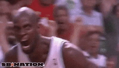 Basketball Player Screaming In Front Of Crowd SB Nation Logo GIF