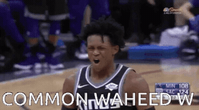 Basketball Player Screaming Jersey Says Common Waheed W GIF