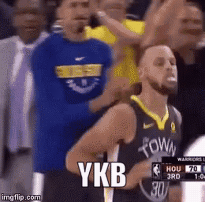 Basketball Player Standing In Front Of Crowd With YKB On Screen GIF