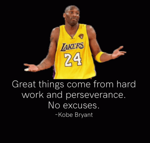 Basketball Player Wearing A Lakers Jersey With A Quote By Kobe Bryant GIF