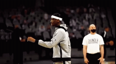 Basketball Player Wearing Headband And Thunder Shirt GIF
