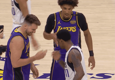Basketball Player Wearing Lakers Jersey GIF