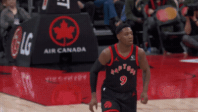 Basketball Player Wearing Number 9 Raptors Jersey GIF