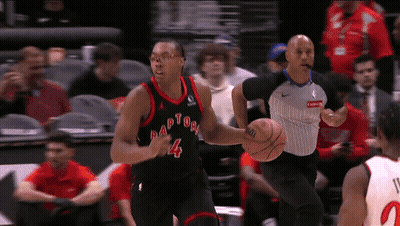 Basketball Player Wearing Raptors Jersey GIF
