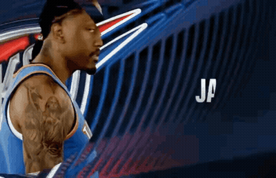 Basketball Player With Tattoo In Front Of Ja Sign GIF