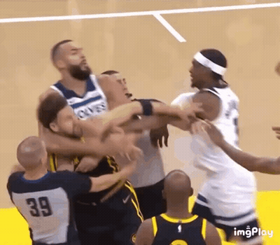 Basketball Players Fighting On Court GIF