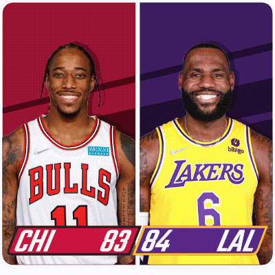 Basketball Players From Bulls And Lakers GIF