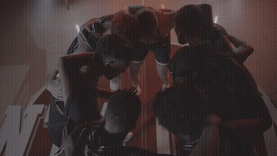 Basketball Players Huddle With Harley Davidson Jersey GIF