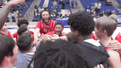 Basketball Players Huddled With Red Kings Jersey GIF
