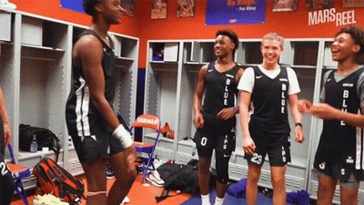 Basketball Players In Locker Room With Number 23 Jersey GIF