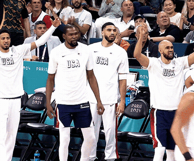 Basketball Players In USA Shirts With Crowd GIF