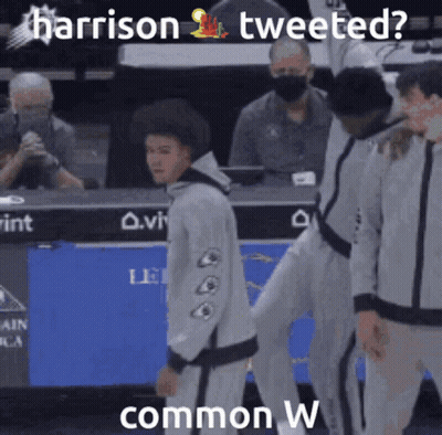 Basketball Players On Court Saying Harrison Tweeted Common GIF