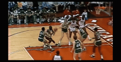 Basketball Players On Court With Chicago Sign GIF