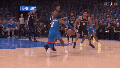 Basketball Players On Court With Homeland Sign GIF