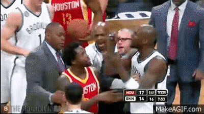 Basketball Players On Court With Houston Jersey GIF