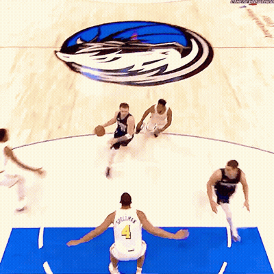 Basketball Players On Court With Mavs.com GIF