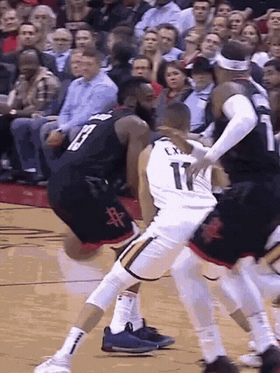 Basketball Players Playing Game On Court With Crowd GIF