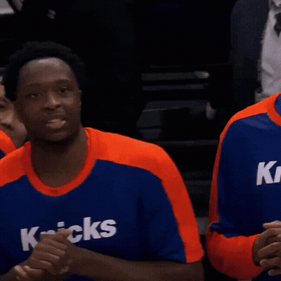 Basketball Players Wearing Knicks Jerseys GIF