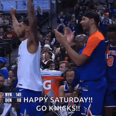 Basketball Players With Hands In Air GIF