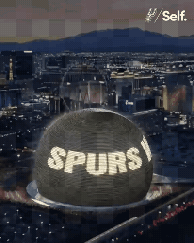 Basketball With Spurs Text In City GIF