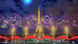 Bastille Day Fireworks On Eiffel Tower GIF