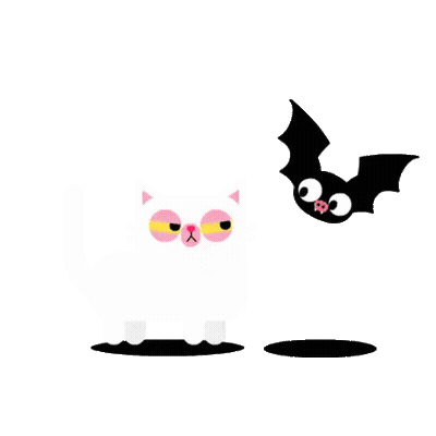 Bat And Cat Halloween Kiss GIF