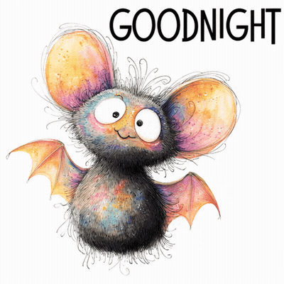 Bat Drawing Saying Goodnight GIF