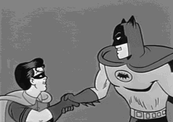 Batman And Robin Agree Handshaking GIF