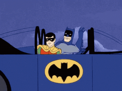 Batman And Robin Driving Batmobile GIF