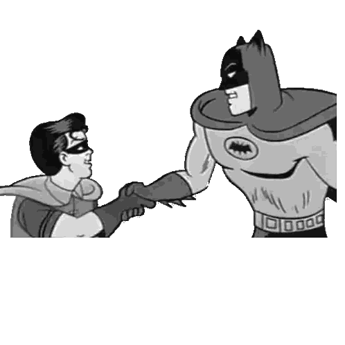 Batman And Robin Shaking Hands Sticker