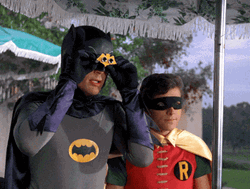 Batman And Robin Using Binoculars GIF