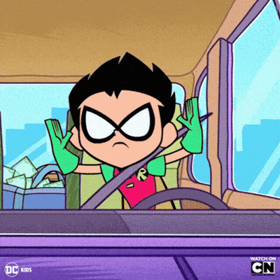 Batman And Robin Walking Down City Street With Hearts GIF