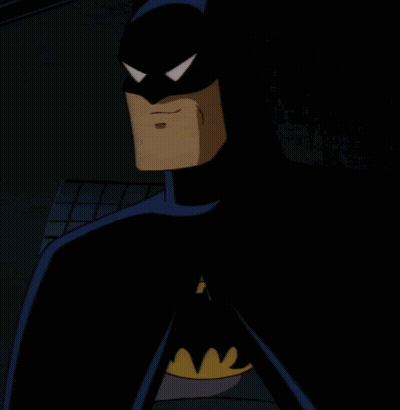 Batman Cartoon Close Up With Yellow Belt GIF