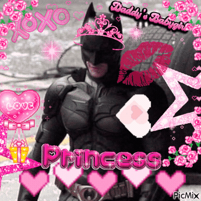 Batman Costume Man With Pink Hearts Saying Daddy's Babygirl Princess