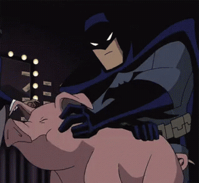Batman Holding Pig GIF