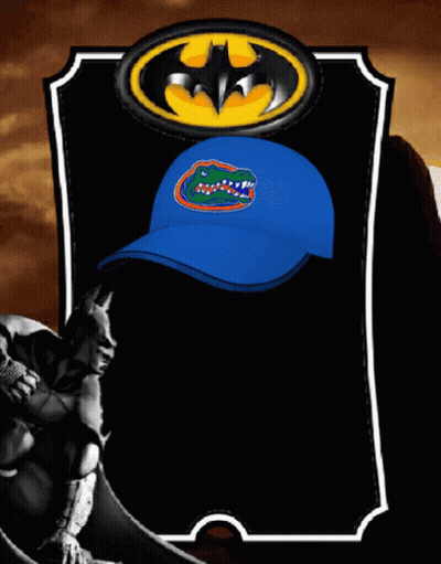 Batman Logo With Blue Hat Saying Uf GIF